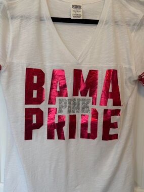 PINK Victoria’s Secret Alabama Crimson Tide V-Neck Tee Small Foil Logo